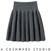 Falda de cachemira para mujer, otoño e invierno, elegante nueva falda corta plisada abullonada de cintura alta con cordón estilo ballet