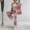 Ropa de Mujer 2024 Verano Nuevas Llegadas Holgada Tallas Grandes Estampada Manga Media Camisa Pantalones de Pierna Ancha Traje Casual para Mujer