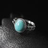Anillo Yuexin Songshi de plata tailandesa S925 con incrustaciones para mujer, estilo retro antiguo, con textura de rayas abiertas, hueco y aerodinámico.