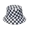 Sombrero de Pescador Retro Europeo y Americano Transfronterizo para Mujer, Versátil Casual, Protector Solar y Protección Solar, Sombrero Cubeta Cuadros Tablero de Ajedrez, Primavera y Verano 2025