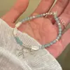 [Vacaciones en la Playa] Pulsera de Estrella de Mar de Concha Azul para Mujer, Pulsera de Accesorios de Cuentas de Isla, Pulsera Estilo Playa de Año Nuevo