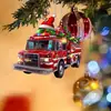 Decoración Navideña de Nuevo Producto Transfronteriza: Papá Noel Conduciendo un Coche para Entregar Regalos, Decoraciones de Árbol de Navidad Acrílicas 2D, Adornos Colgantes para Coche