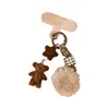Colgante de oso lindo estilo coreano, llavero de cachorro flocado, decoración versátil para mochila, adorno de bola de pelo, colgante para cadena de teléfono