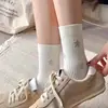 Nuevos Calcetines de Mujer para Otoño e Invierno con Personalidad, Calcetines de Algodón de Estrella de Cinco Puntas, Calcetines de Media Caña de Alta Elasticidad para Mujer, Calcetines Deportivos Casuales sin Costuras