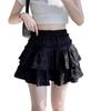Falda Negra Estilo Ballet Francés para Mujer Primavera y Verano Estilo Dulce Cintura Alta Look Adelgazante Falda Línea A Falda Corta Blanca