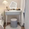 Tocador blanco sencillo para dormitorio, tocador moderno minimalista para apartamento pequeño, tocador de maquillaje calmante estilo wabi-sabi crema de lujo ligero