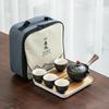 Hervidor de Té Perezoso de Cerámica Barro Negro Juego de Té Automático Tetera Portátil Pequeña para Viajes con Asa Lateral Bandeja de Té Té Kung Fu