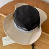 Gorra de Pescador Bloque de Color Retro Workwear con Letras para Mujer Verano 2025 Nuevo Sombrero de Montañismo para Exterior Senderismo con Sombrilla y Protección Solar