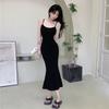 Vestido de Tirantes Retro Cola de Pescado Deseo Puro Falda Larga Casual para Mujer Temperamento Cintura Adelgazante Falda de Cadera Kardashian Verano 2025