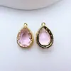 Acessórios de joias DIY em vidro de cristal com incrustação de cobre, cor galvanizada que não desbota, pingentes, brincos, berloques, componentes de colar
