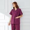 Roupas de lavagem à mão verde escuro de algodão puro Roupas de lavagem à mão masculina de manga curta Roupas de escova de mão Médico Enfermeira Roupas de isolamento Conjunto de roupas de trabalho de algodão