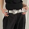 Cinturón de Metal Pesado Americano con Remaches para Mujer Diseño de Nicho Retro Cinturón Versátil Accesorios para Faldas y Jeans