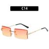 Nuevas Gafas de Sol de Moda Europea y Americana sin Montura, con Acabado de Recorte, Cuadradas, Degradadas Multicolor, para Mujer, Gafas de Sol de Moda Transfronteriza