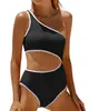 Nuevo Estilo Europeo y Americano Transfronterizo Bloqueo de Color Chica Picante Diseño de un Hombro Ajustado Espalda Descubierta Sexy Traje de Baño Bikini de una Pieza