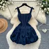 Vestido camisola de mezclilla de verano estilo coreano para chica guapa, con un diseño único, entallado en la cintura, adelgazante y elegante falda línea A