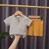 Conjunto de Shorts de Manga Corta de Algodón y Lino de Verano para Niños, Bebé, Color Puro, Doble Capa de Gasa de Algodón, Estilo Chino, Traje Holgado de Dos Piezas
