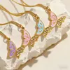 Joyas Transfronterizas Estilo Ins Mariposa Acero Inoxidable Colgante Collar Accesorios Lujo Ligero Nicho Verano Mujer Sensación de Alta Gama