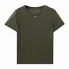 Tricô Simples de Gola Redonda Manga Curta Feminino Elástico Respirável Uso Diário Deslocamento Camada Interna Estilo Suave Temperamento Top Pequeno