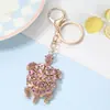 Chaveiro Pingente de Tartaruga Popular Europeu e Americano com Strass de Metal Pequeno Acessório Exquisito Pedra Olho de Gato Chaveiro Atacado
