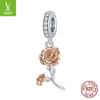 Colgante de plata Ziyun con forma de rosa galvanizada, ideal para el Día de San Valentín, con cuentas de plata S925 BSC422