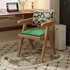 Taburete de tocador de imitación madera vintage, Silla Chandigarh retro simple, Silla para tocador de dormitorio de niñas con respaldo