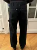 Pantalones de leñador ERD para hombre con rodillas dobles remachadas desgastadas y lavadas, estilo callejero americano, holgados, rectos, casuales, ropa de trabajo.