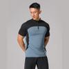 Camiseta Esportiva de Manga Curta para Corrida e Fitness Masculina com Gola Alta e Meio Zíper, Alta Elasticidade, Respirável ao Ar Livre Secagem Rápida, Respirável e Secagem Rápida