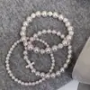 Pulsera Perla Rosa Púrpura Manta con Perlas Pulsera Elástica de Baja Lujo Alta Gama Pulsera con Perlas Bola de Diamante para Mujer