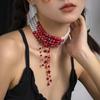 Collar con borlas y gotas de sangre de viento gótico para mujer, joyería transfronteriza de comercio exterior europeo y americano, gargantilla de cuentas para Halloween