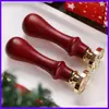 Sello de cera para Navidad, cabeza de sello de una pieza de madera de haya roja con diseño de muñeco de nieve y copo de nieve, juego al por mayor, mango de madera