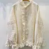 Top Dulce y Chic Estilo Francés 2025 Principios de Otoño Nuevo Moda con Volantes Bordado Pesado Camisa Base Color Albaricoque para Mujer