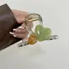 Presilha de Cabelo Azul e Branca com Acabamento de Luxo, Piranha Estilo Frangipani, Presilha para a Parte de Trás da Cabeça, Prendedor Grande tipo Tubarão para Mulheres