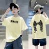 Camiseta de manga corta de estilo extranjero para niños de Fried Street, camiseta de verano para niños de talla mediana y grande, camiseta de media manga de verano a la moda