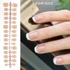 Doudoujia Uñas Postizas Ultra Cortas Estilo Francés Blanco Parches de Uñas Portables Color Nude Uñas Pre-Hechas Uñas Postizas Mayoreo