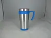 Direto da fábrica colorido 16oz aço externo alça plástica interna Copo de Carro Copo de Publicidade xícara de café de aço inoxidável