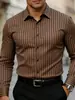 Camisa de Manga Larga Rayada Casual de Negocios para Hombre Nueva Camisa Elástica en Cuatro Direcciones