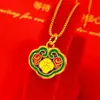 Colgante de oro antiguo con diseño de ley antigua, con arena de Vietnam azul quemada, esmalte de imitación retro, candado Xiangyun, colgante de niña DIY