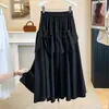 Moda Feminina Plus Size 2026 Outono Novo Estilo MM Gordinha Nicho Design Francês Irregular Babado Tridimensional Saia Midi