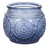 Taza de Vela de Aromaterapia de Vidrio Transparente, Nueva Taza de Vela de Girasol, Decoración de Portavelas de Vidrio Repujado Retro para Escritorio