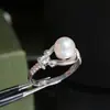 Accesorios DIY Anillo Base de Perla Minimalista de Plata de Ley S925 Montura de Anillo Semi-terminada con una apertura de 6-8 mm