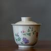 Tazón de tapa de dos piezas gris hierba vintage de Jingdezhen para ceremonia del té en casa, tazón de té de mano, juego de té Kung Fu, no quema