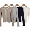 Tejido de Encaje Estilo Dulce de Manga Larga 2025 Otoño Nuevo Diseño Elegante Nicho Versátil Tops para Mujer