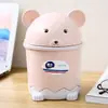 Lixeira de Mesa Desenho Animado com Tampa, Lixeira Mini de Armazenamento para Quarto ao Lado da Cama, Lixeira de Armazenamento para Carro