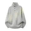 Suéter de tricô casual com gola alta estilo retrô americano para outono e inverno para homens, pulôver folgado de gola alta, top de estilo casual e relaxado para homens