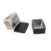 Caja metálica rectangular para embalaje con ventana, esencial para aceite esencial, perfume, regalo, metal, hojalata plateada esmerilada