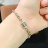 Pulsera Sencilla Plata de Ley S925 Piedra Natural Desnuda 5x10mm Pulsera Aquamaro Natural Moda Femenina Venta al por Mayor en Vivo