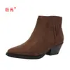 Juyuan 2026 Outono/Inverno Novo Estilo Europeu e Americano Em Estoque Comércio Exterior Tamanho Grande Decote Baixo Salto Grosso Botas Femininas WISH Amazon Botas de Couro