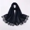 Novo lenço de pérolas com renda de cílios de borda dupla em chiffon, best-seller transfronteiriço, xale de alta qualidade, lenço de cabeça malaio para mulheres