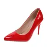 Zapatos Casuales de Tacón de Aguja Talla Grande Transfronterizos para Mujer Primavera y Otoño 2024 Nuevo Charol Moda Tacones Altos Mujer