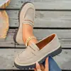 2026 Novos Mocassins de Camurça Estilo Britânico com Solado Grosso Femininos Retro Slip-Ons Plataforma Casuais Sapatos de Um Só Passo Versáteis Preguiçosos